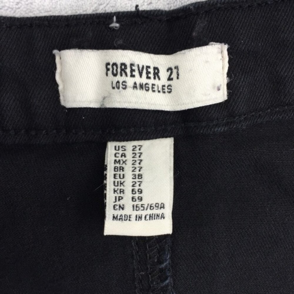 Forever 21 Mini Skirt Button Front Black Denim - Picture 5 of 6